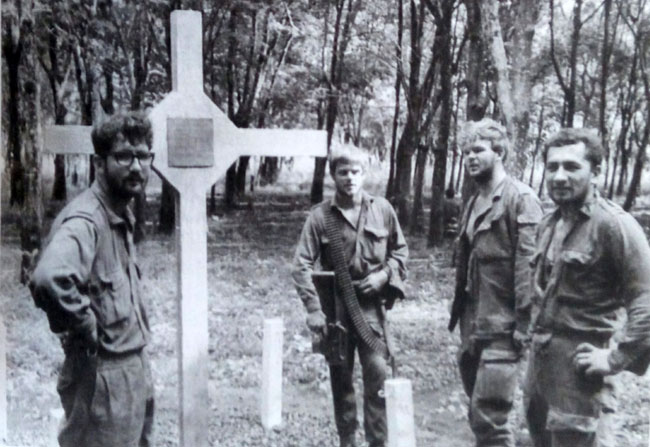 Left to right: Michael Harris, William Forrester, Ian Smeath and Kerei Ruru at Long Tan, November 1971