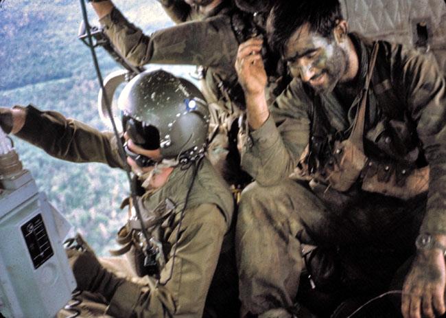 An Australian SAS trooper expresses his relief after being pulled from the jungle An Australian SAS trooper expresses his relief after being pulled from the jungle