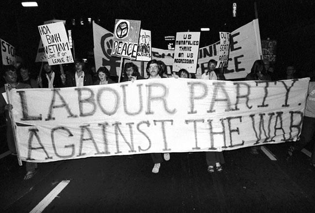 Labour Party members protest in Auckland, 21 April 1972 Labour Party members protest in Auckland, 21 April 1972
