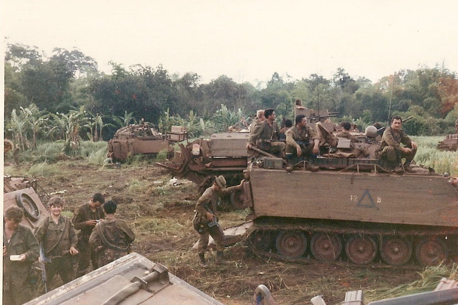 1 Pl V6 Coy prior to bunker assault, Operation Hermit Park, 1971
