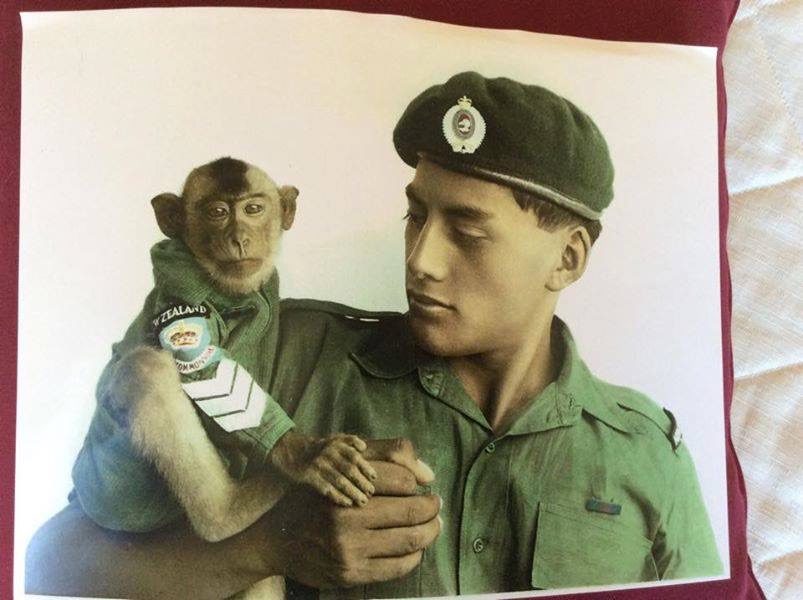 Bill Taare and his monkey 'Ballbag'
