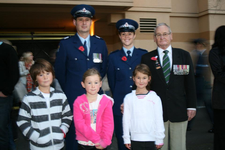 Joe Tate and family members on Anzac Day, 2010