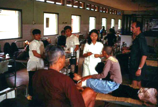 Hospital ward in Bong Son, circa 1969