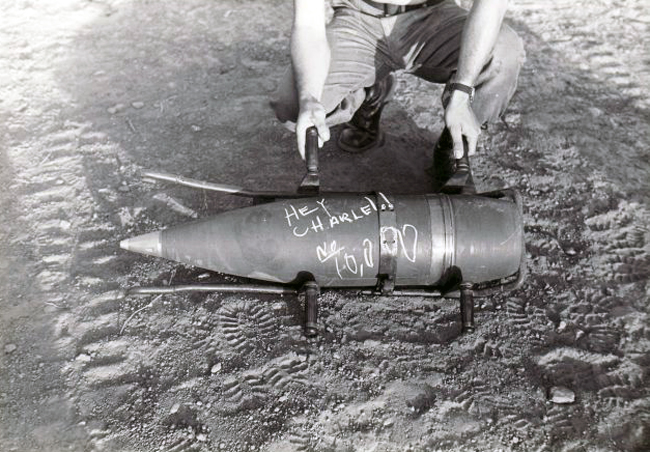 8-inch artillery shell belonging to the US 1st Battalion, 83rd Artillery Regiment