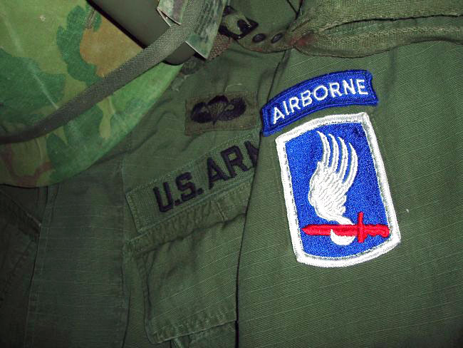 United States 173rd Airborne shirt and helmet