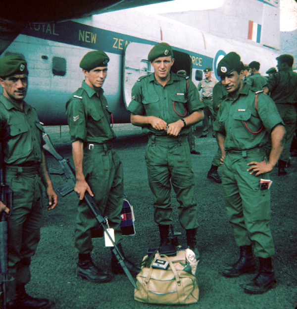 (L-R): Jim Barber, Pete Burgess, Bill Walker, and Junior Manihera at Vung Tau, 1969