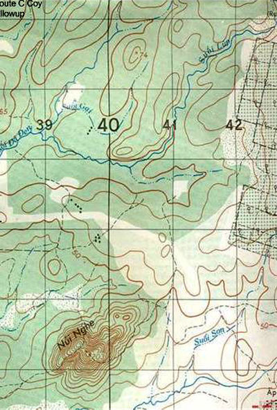 Topographical map showing part of Phuoc Tuy province