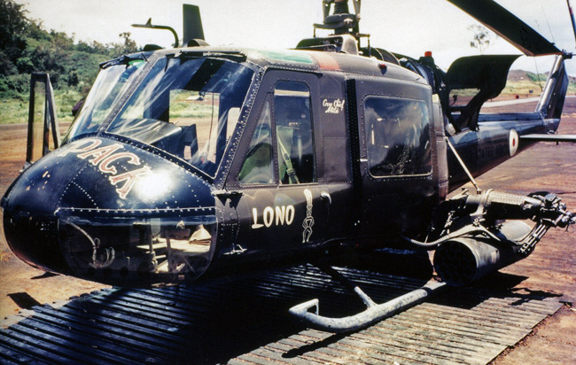 Bell UH-1 Iroquois gunship helicopter at Nui Dat, circa 1968-1969