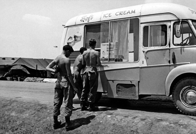 Ice cream truck at Long Binh base, circa 1969
