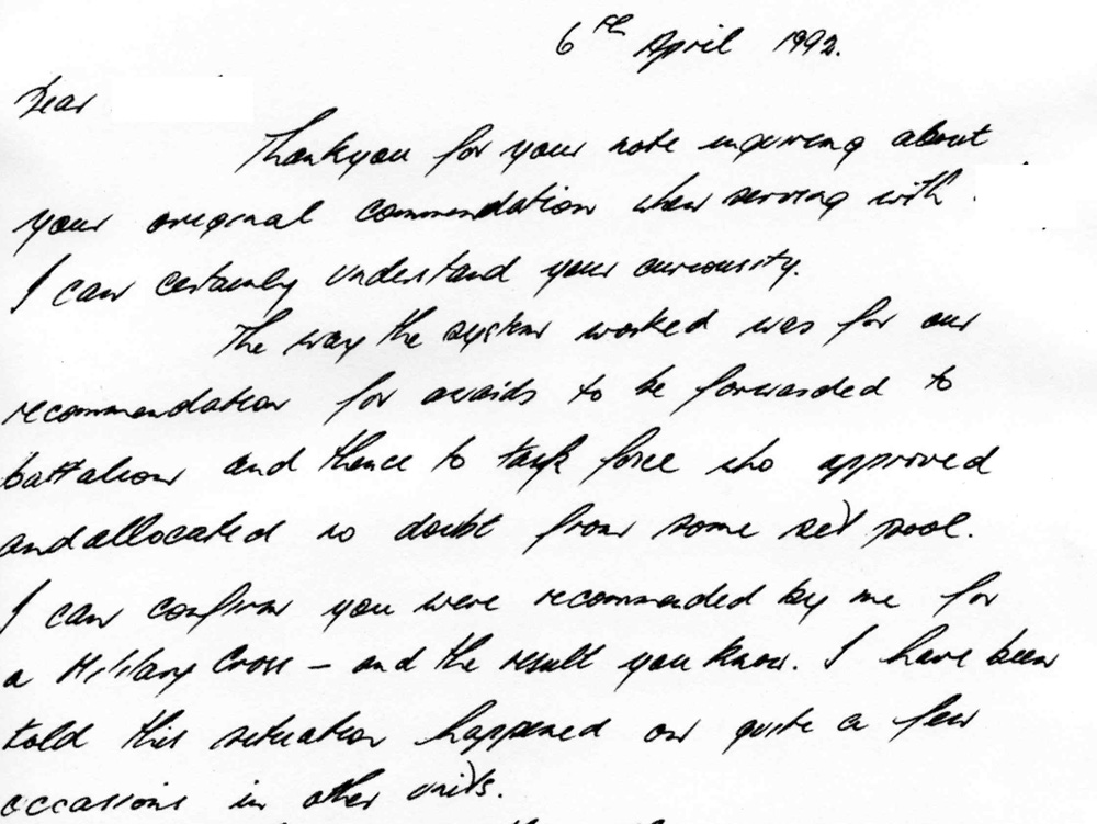 Alastair Mackenzie MC letter