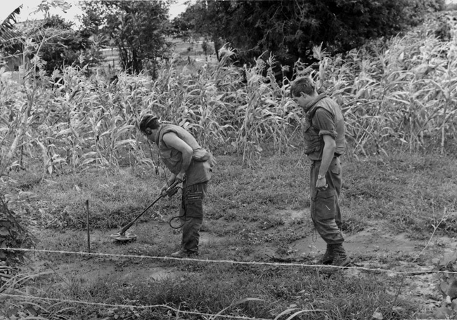 New Zealand engineers clearing land mines near Nui Dat, circa 1969
