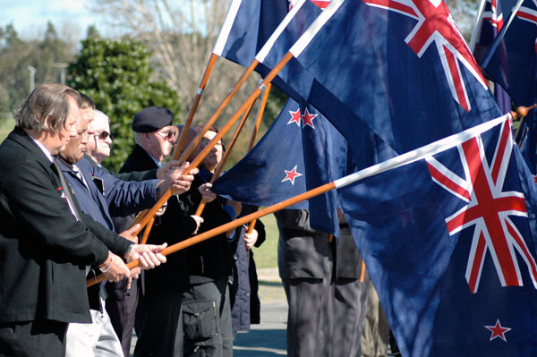 Flag bearers at the NZ Vietnam Veterans' Day service, 20-21 August 2011