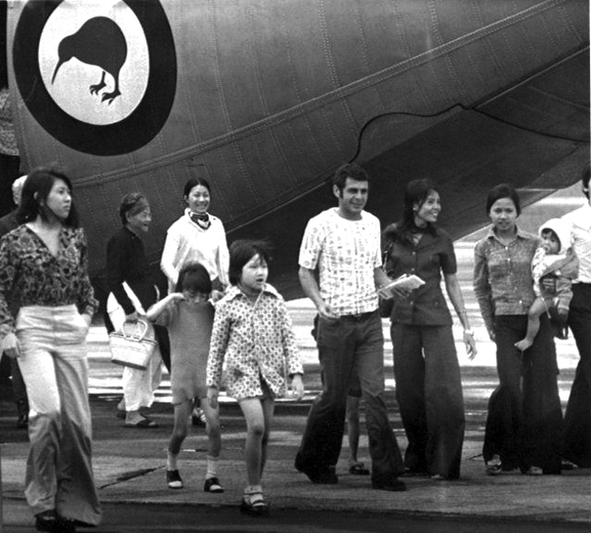 Evacuees from Vietnam at Whenuapai Aerodrome, 1975