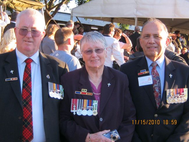 Murray Broomhall, Alva Stanley and Willie Walker at the Long Tan anniversary day in Brisbane, 2011