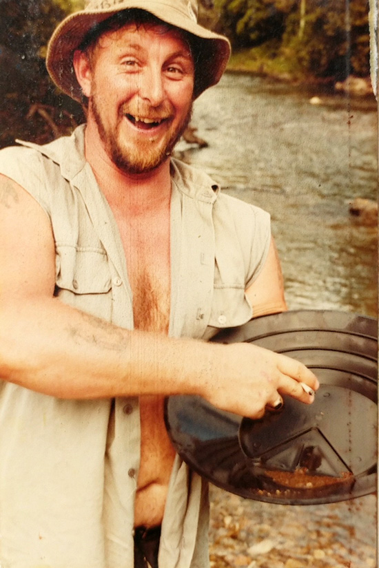 Patrick McKean panning for gold, c. 1980-1982