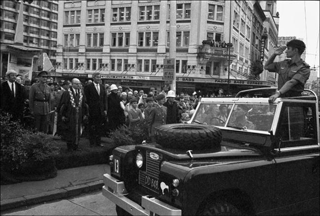 Troops pass review platform - 161 Battery parade, 12 May 1971 Troops pass review platform - 161 Batter parade, 12 May 1971