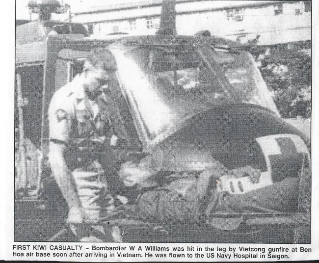 LBdr Wally Williams arrives at US Navy hospital in Saigon, 31 July 1965 LBdr Wally Williams arrives at US Navy hospital in Saigon, 31 July 1965