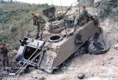 Australian APC 20A after being hit in the Long Hai Hills, 25 February 1970 Australian APC 20A after being hit in the Long Hai Hills, 25 February 1970
