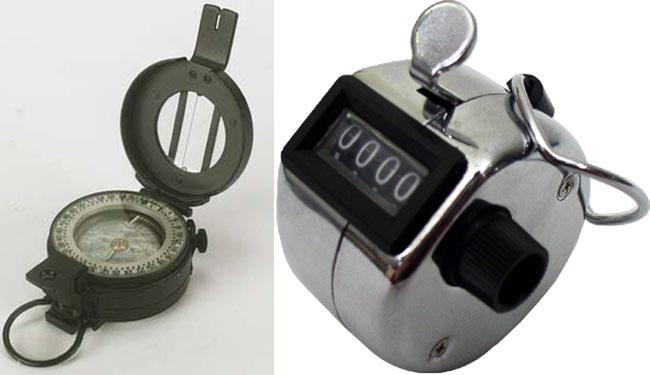 Military compass and pace counter Military compass and pace counter