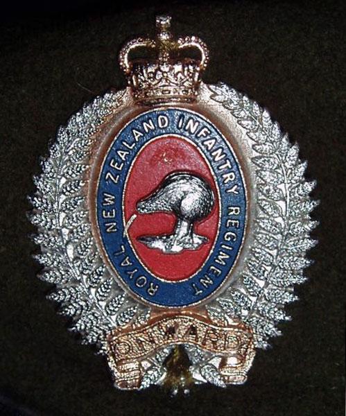 Royal New Zealand Infantry Regiment beret badge, circa 1966 Royal New Zealand Infantry Regiment beret badge, circa 1966