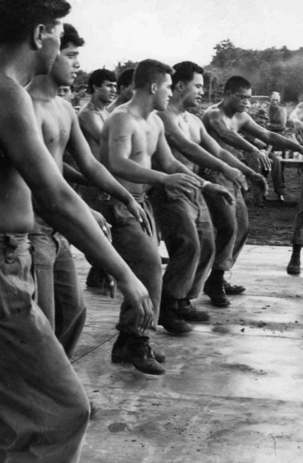 New Zealand troops perform a haka in Vietnam New Zealand troops perform a haka in Vietnam