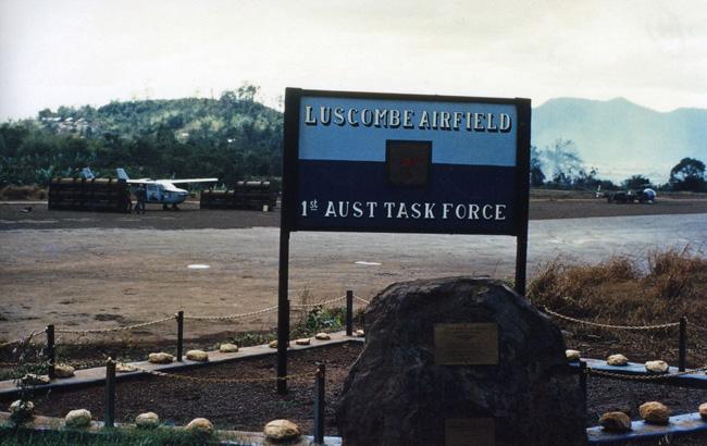Sign alongside Luscombe airfield at Nui Dat, circa 1968-1969 Sign alongside Luscombe airfield at Nui Dat, circa 1968-1969