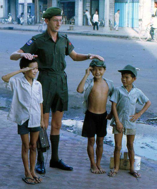 1RNZIR Band Tour Vietnam 1969 - Ernie Bate and Vietnamese children 1RNZIR Band Tour Vietnam 1969 - Ernie Bate and Vietnamese children