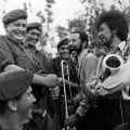 Fred Summer and Kevin Rongonui share a joke with New Zealand soldiers at Nui Dat, 1969