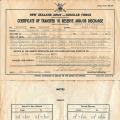 NZ Army transfer certificate 